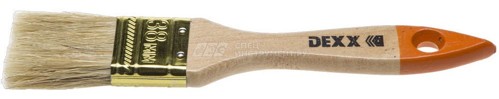 Кисть флейцевая DEXX "ПРАКТИК" , деревянная ручка, натуральная щетина, индивидуальная упаковка, 38мм