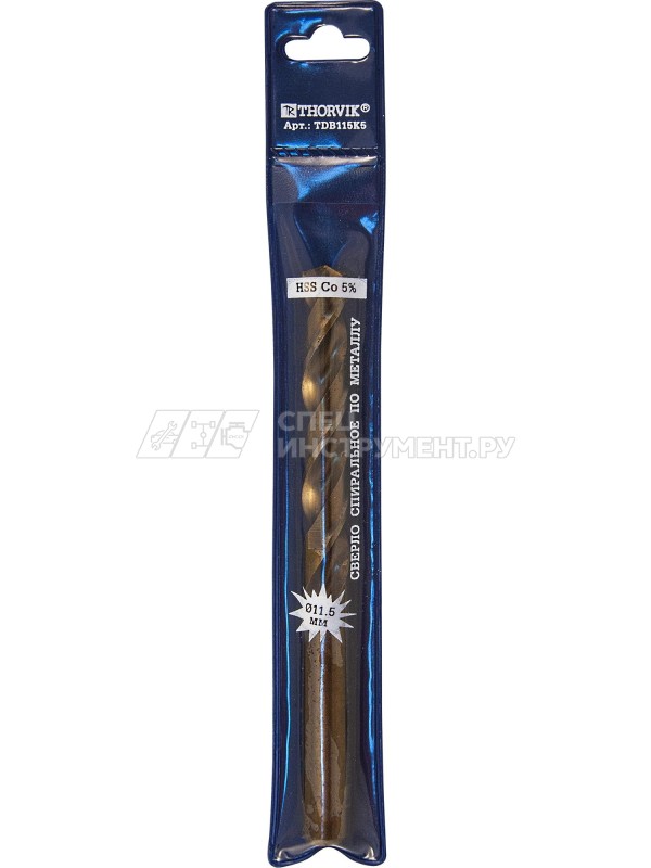 Сверло спиральное по металлу HSS Co в ПВХ упаковке, d4.6 мм