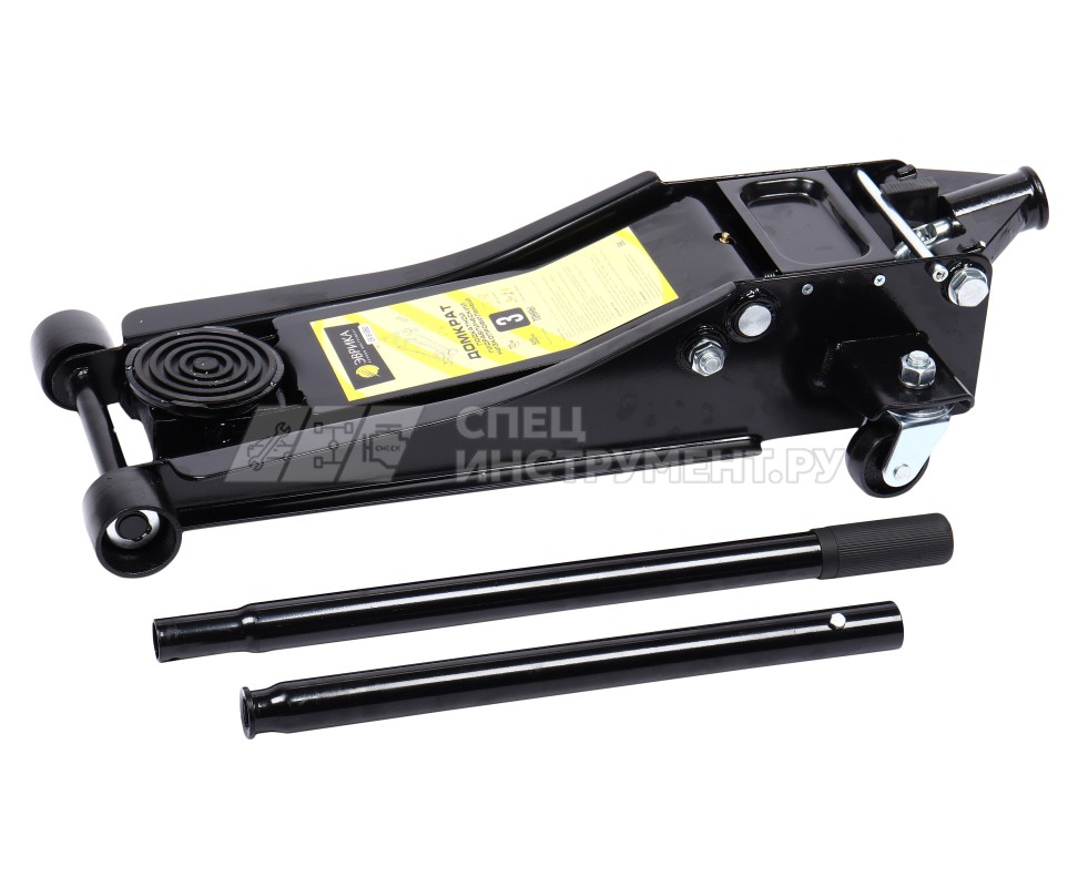 Домкрат гидравлический ER-81060 подкатной 3т низкопрофильный двухпоршневой с быстрым подъемом+резиновой накладкой(выс.подъема 72-505мм) ЭВРИКА