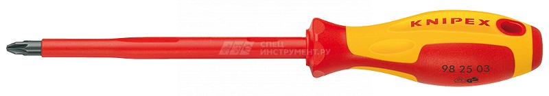 Отвёртка VDE 1000V Pozidriv PZ1, длина стержня 80 мм, L-187 мм, диэлектрическая, 2-компонентная рукоятка