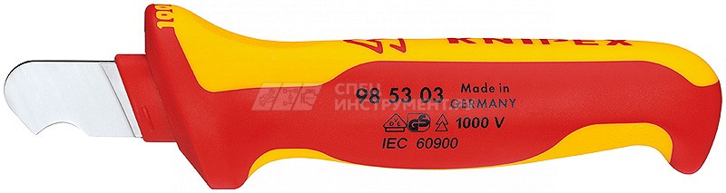 Нож для удаления изоляции круглого кабеля VDE 1000V, L-170 мм, диэлектрический, 2-компонентная рукоятка