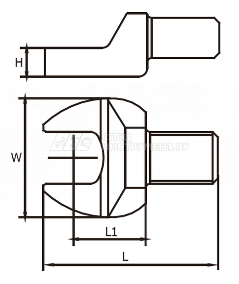 Насадка для динамометрического ключа рожковая 22 мм, с посадочным квадратом 14х18