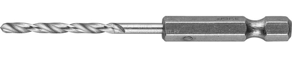 Сверло ЗУБР "ЭКСПЕРТ" по металлу шестигранный хвостовик 1/4", быстрорежущая сталь Р6М5, 2.5х77мм