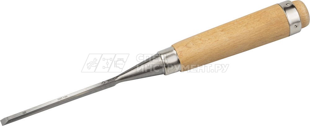 Стамеска-долото ЗУБР "ЭКСПЕРТ" с деревянной ручкой, хромованадиевая, 6мм