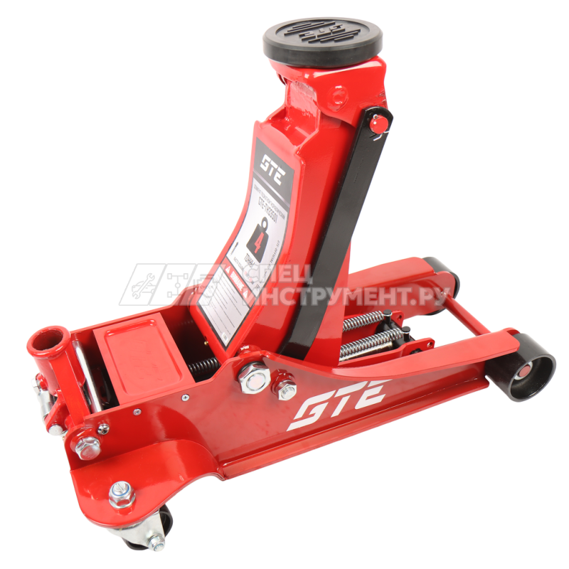 Домкрат подкатной гидравлический двухпоршневой 4т (h min-112мм, h max-505мм) GTE /1