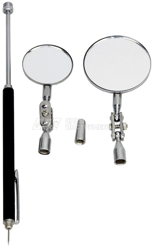 Набор зеркал смотровых с телескопическим держателем и магнитом, 3пр.(диам.35мм, диам.51мм, L:140-630мм), в блистере