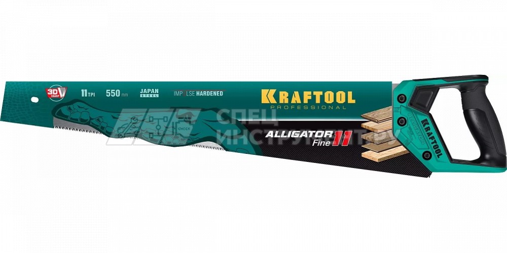 Ножовка для точного реза "Alligator 11", 550 мм, 11 TPI 3D зуб, KRAFTOOL
