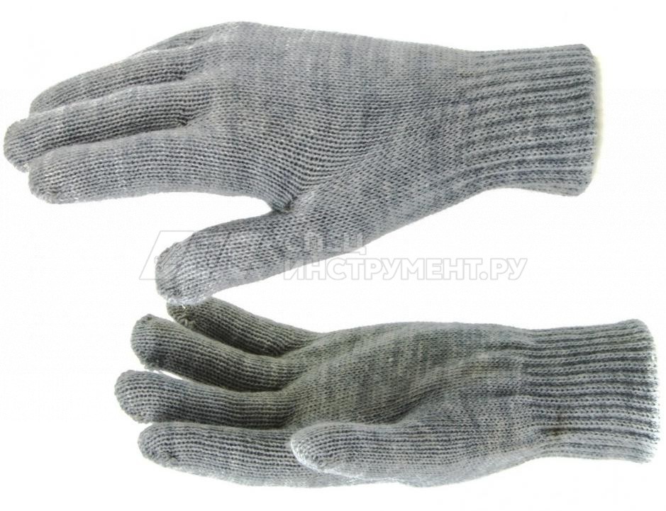 Перчатки трикотажные, акрил, двойные, цвет: серая туча, двойная манжета, Россия