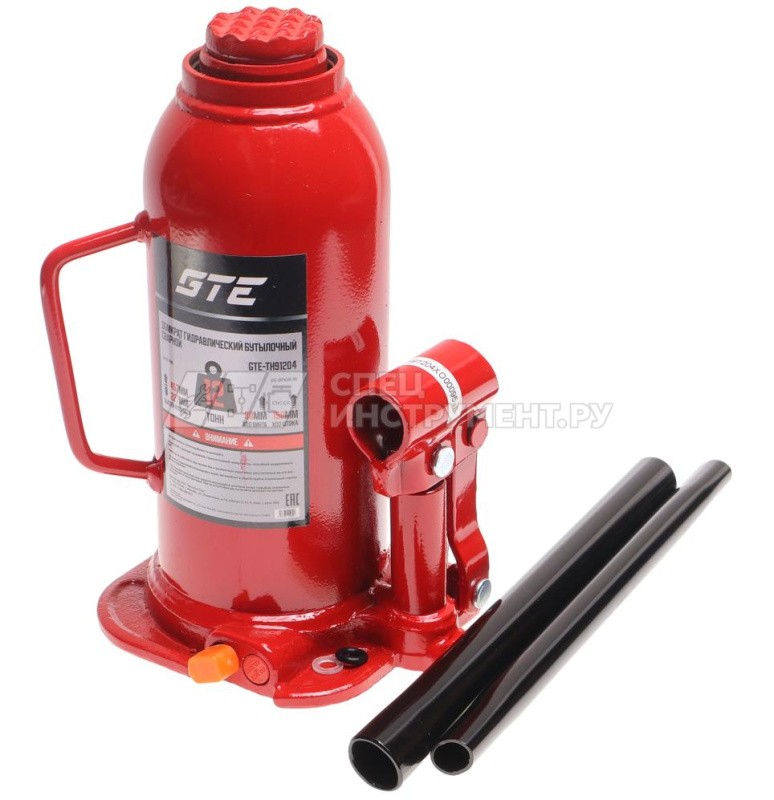 Домкрат гидравлический бутылочный 12т (h min-227мм, h max-457мм, ход штока-150мм, ход винта-80мм) GTE /1/3