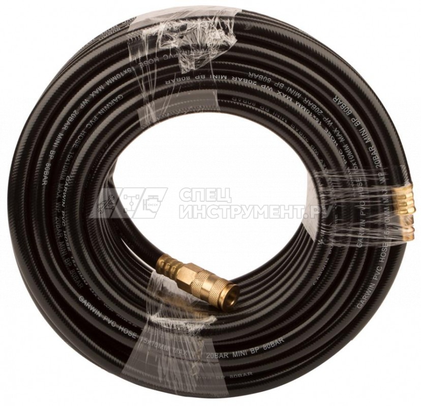 Шланг ПВХ (PVC) 10*15, 20 м, черный, БРС в комплекте