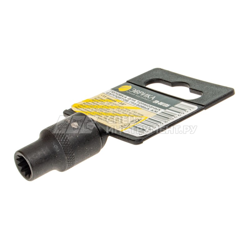 Головка 3/8" 11-гранная для тормозных суппортов грузовых а/м на пластиковом держателе ЭВРИКА ER-86135