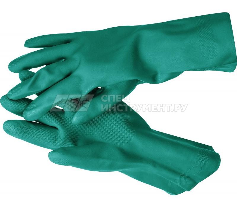 ЗУБР НИТРИЛ перчатки нитриловые, стойкие к кислотам и щелочам, размер XL