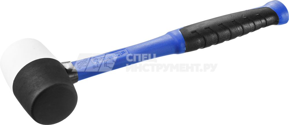 Киянка ЗУБР "ПРОФЕССИОНАЛ" резиновая черно-белая, с фиберглассовой ручкой, 230г