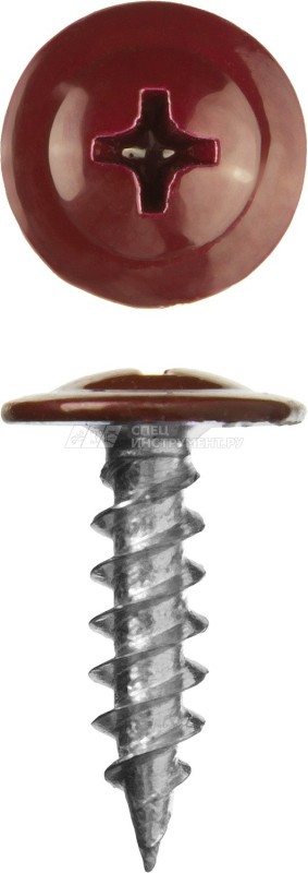 Саморезы ЗУБР с прессшайбой по листовому металлу до 0,9 мм, окрашенные в RAL-3005, PH2, 4,2х25 мм, 400шт