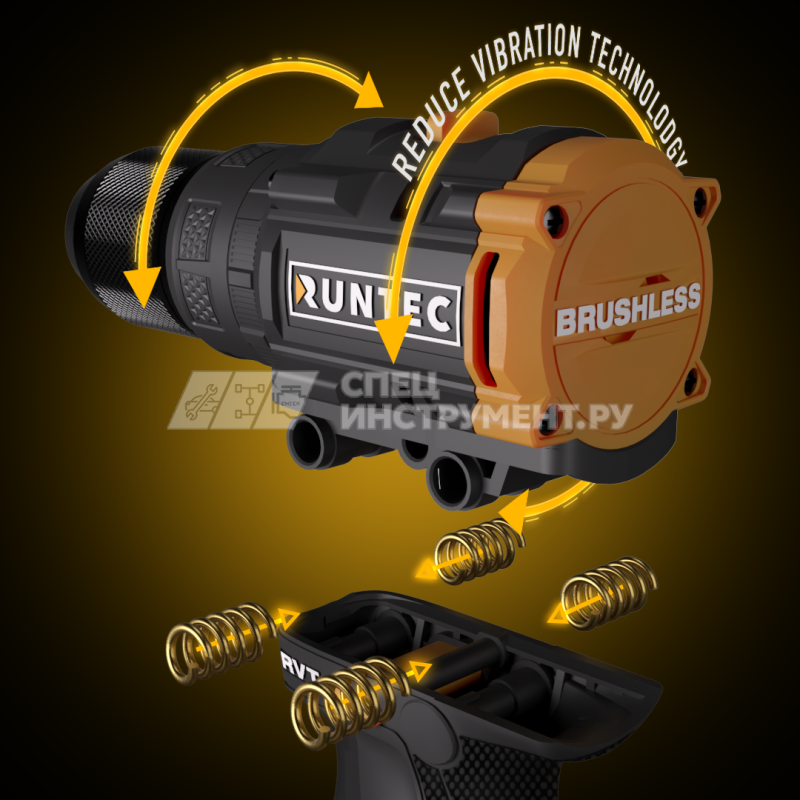 Гайковерт ударный аккумуляторный RUNTEC PRO 1/2", 20В, 2*4Ач, 500Нм