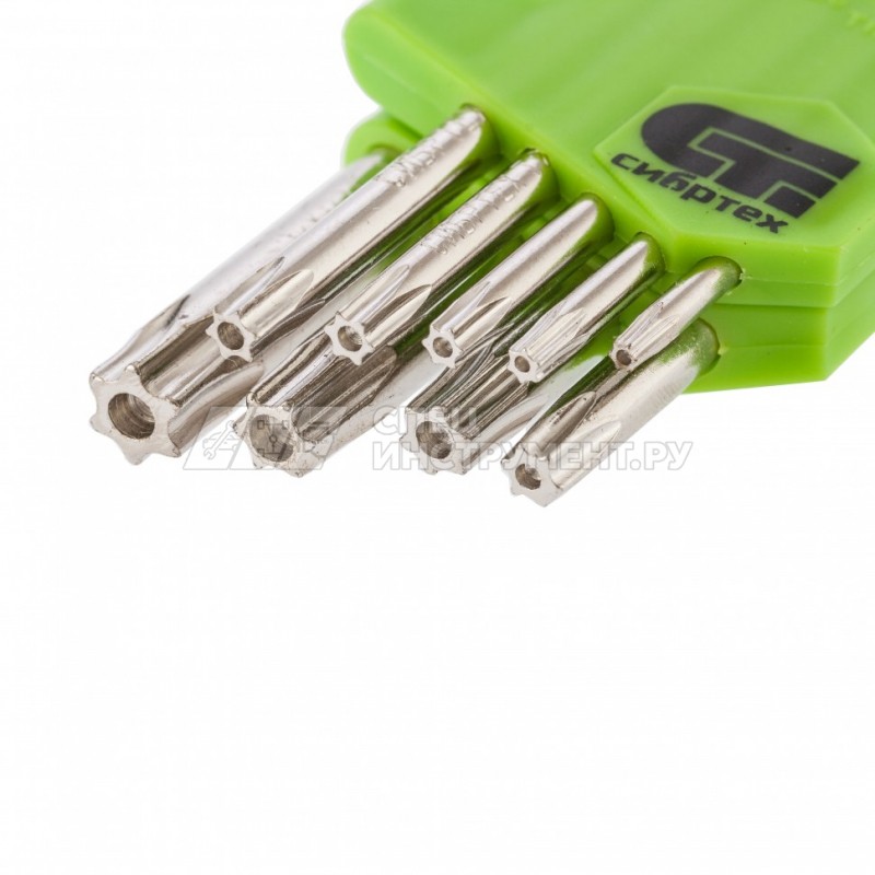 Набор ключей имбусовых Tamper-Torx, 9 шт: TTT10-T50, 45x, закаленные, короткие, никель,
