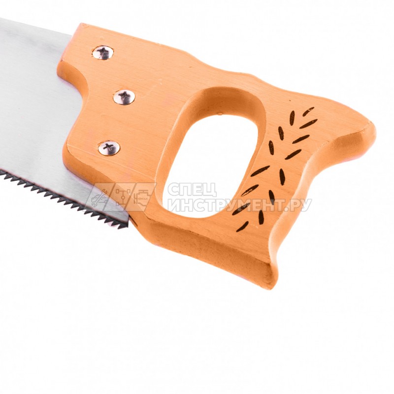 Ножовка по дереву, 400 мм, 7-8 ТРI, каленый зуб, линейка, деревянная рукоятка