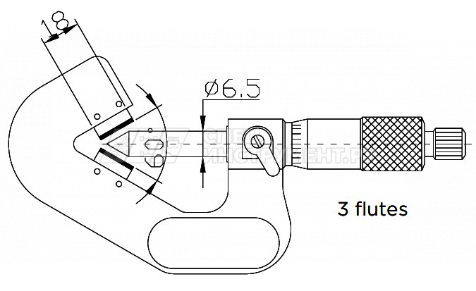 Микрометр с призматической пяткой 60° цифровой IP65 0,001 мм, 2-20 мм