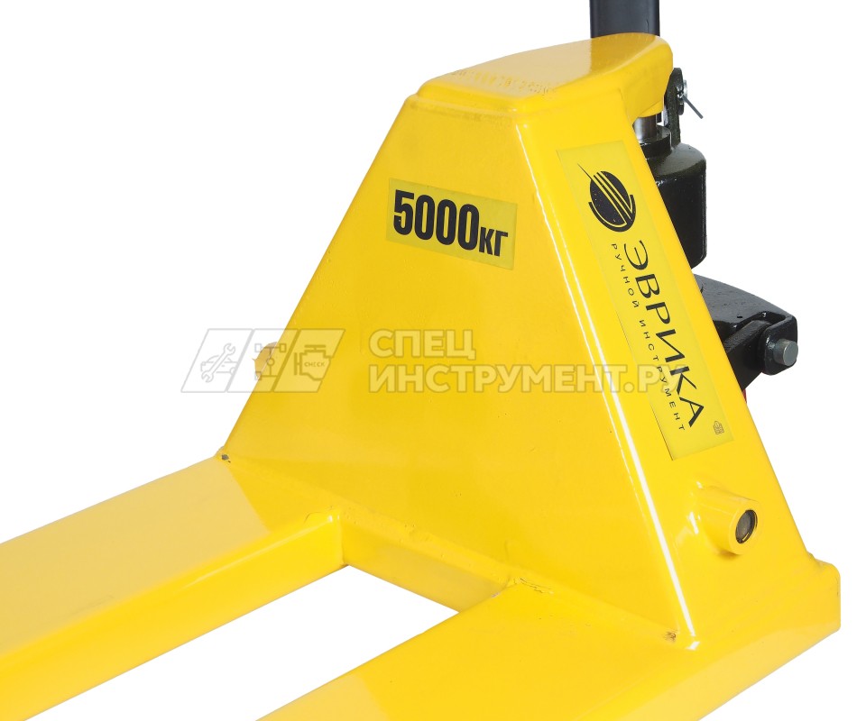 Тележка гидравлическая (рохля) ER-67005 ручная 5т (ручной спуск,длина вил 1200мм,колеса:полиуритан, min 85мм.max 200мм) ЭВРИКА
