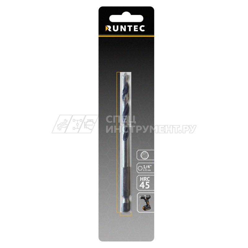 Сверло по дереву Runtec HRC45 4 x 93мм HEX 1/4"