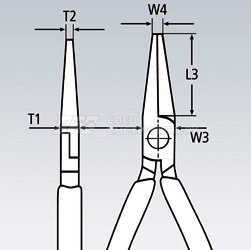 Длинногубцы с режущими кромками (плоскогубцы радиомонтажные) VDE 1000V, полукруглые прямые губки, рез: проволока средней твёрдости  2.5 мм, твёрдая проволока  1.6 мм, L-160 мм, диэлектрические, хромированные, 2-компонентные рукоятки, с держателем для торг