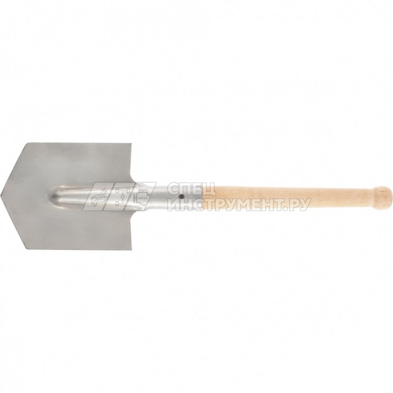 Лопата саперная из нержавеющей стали, деревянный черенок