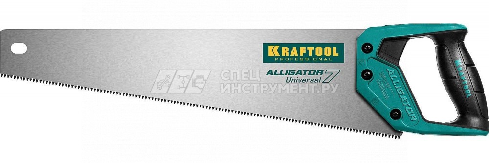 Ножовка универсальная "Alligator 7", 450 мм, 7 TPI 3D зуб, KRAFTOOL