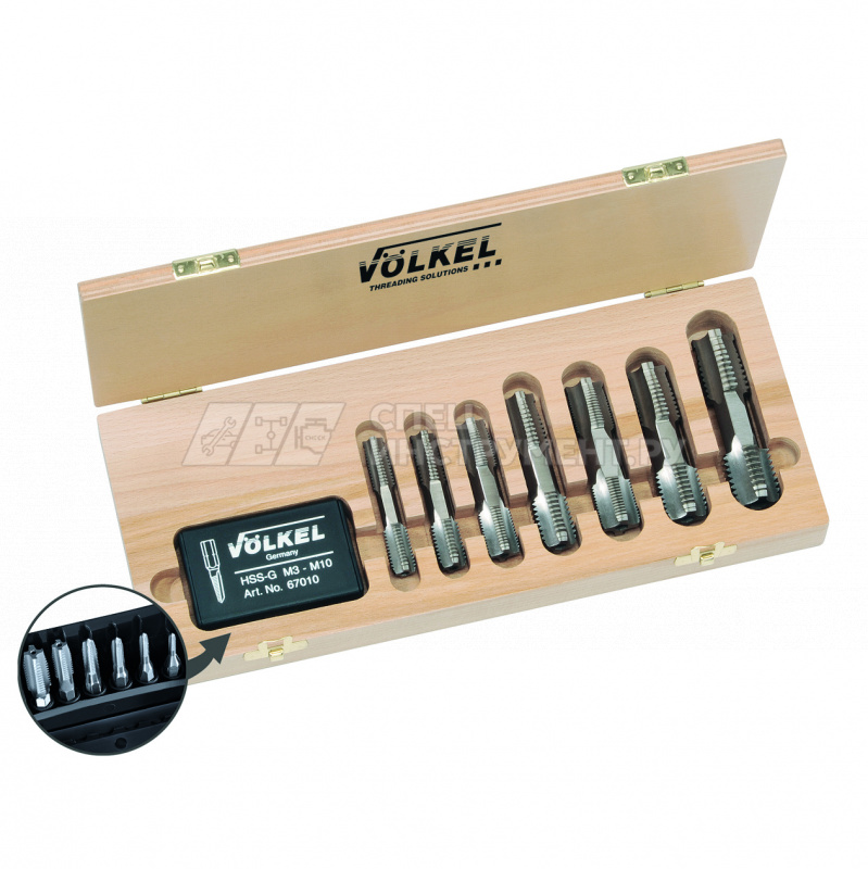 Набор метчиков комбинированных М3-М20, 11 предметов, деревянный кейс