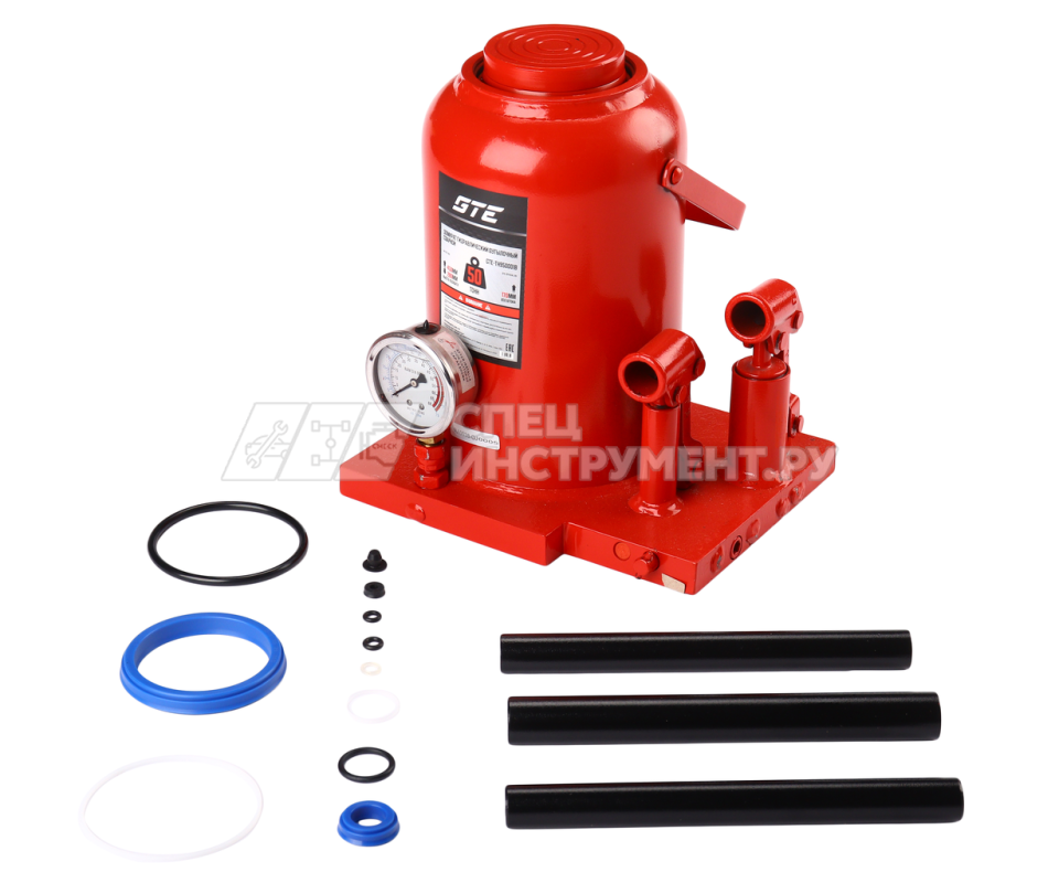 Домкрат гидравлический бутылочный двухплунжерный 50т (h min-280мм, h max-450мм, ход штока-170мм) GTE /1/1