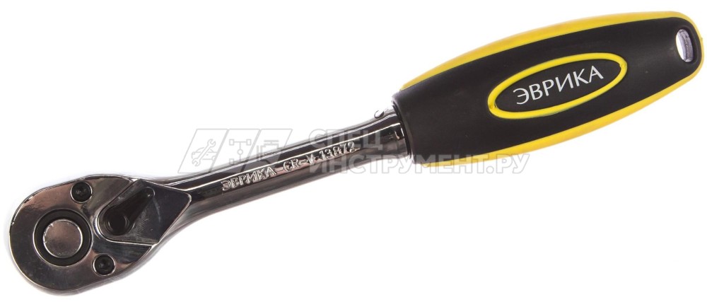 Трещотка ER-13872 3/8" 72-зубцовая с прямой резиновой ручкой