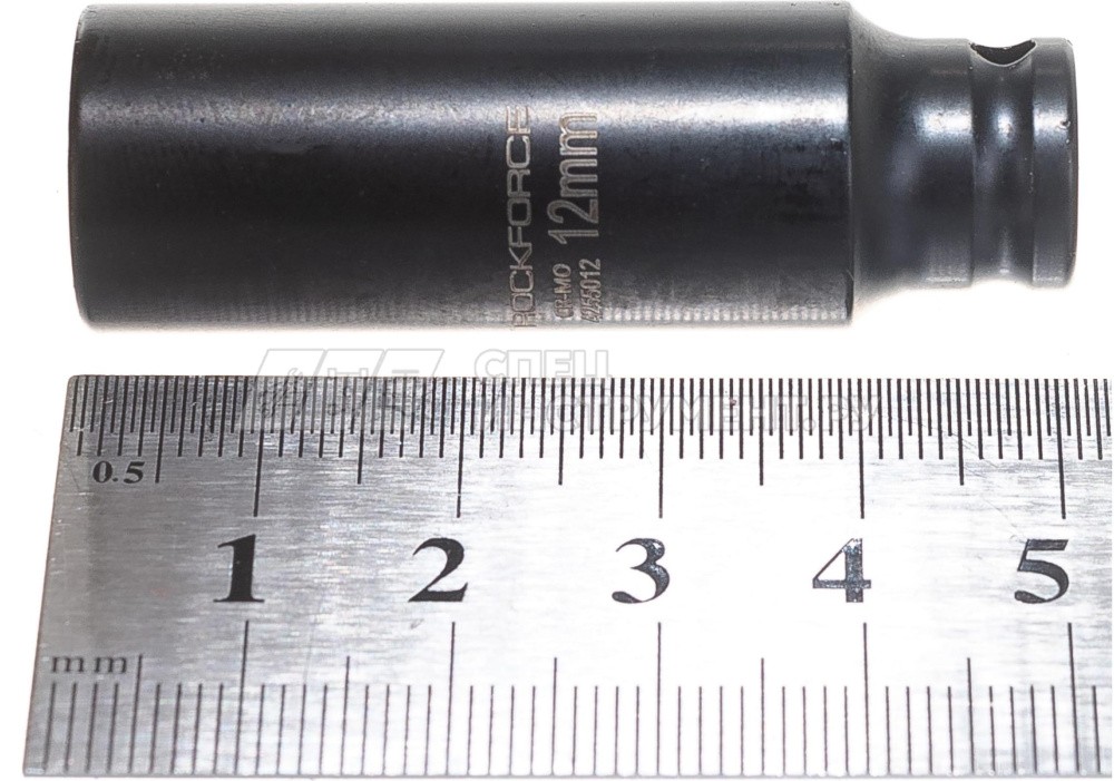 Головка торцевая 12мм 1/4" 6-гранная ударная удлиненная L= 60 мм ROCKFORCE RF-4255012 /1/10/180