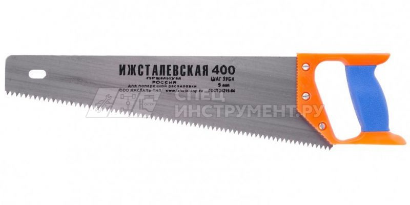 Ножовка по дереву, 400 мм, шаг зубьев 5 мм, пластиковая рукоятка (Ижевск)