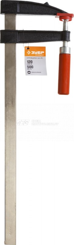 Струбцина ЗУБР "СТАНДАРТ", тип "F", деревянная ручка, стальная закаленная рейка, 120х1000мм