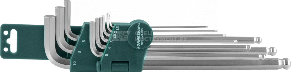 H05SM10 Комплект угловых шестиграников EXTRA LONG с шаром 1,5-10мм, 9 предметов S2 материал
