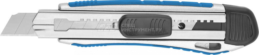 Нож ЗУБР "ЭКСПЕРТ" с сегментированным лезвием, метал обрезин корпус, автостоп, допфиксатор, кассета на 5 лезвий, 18мм
