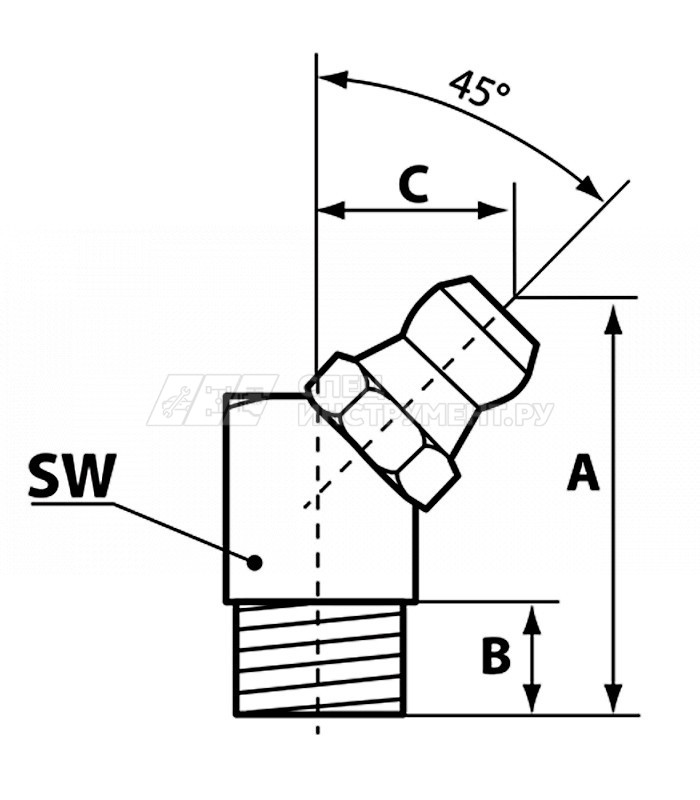 Пресс-масленка H2-45° 1/4'' NF-VZ-VK-SW 9