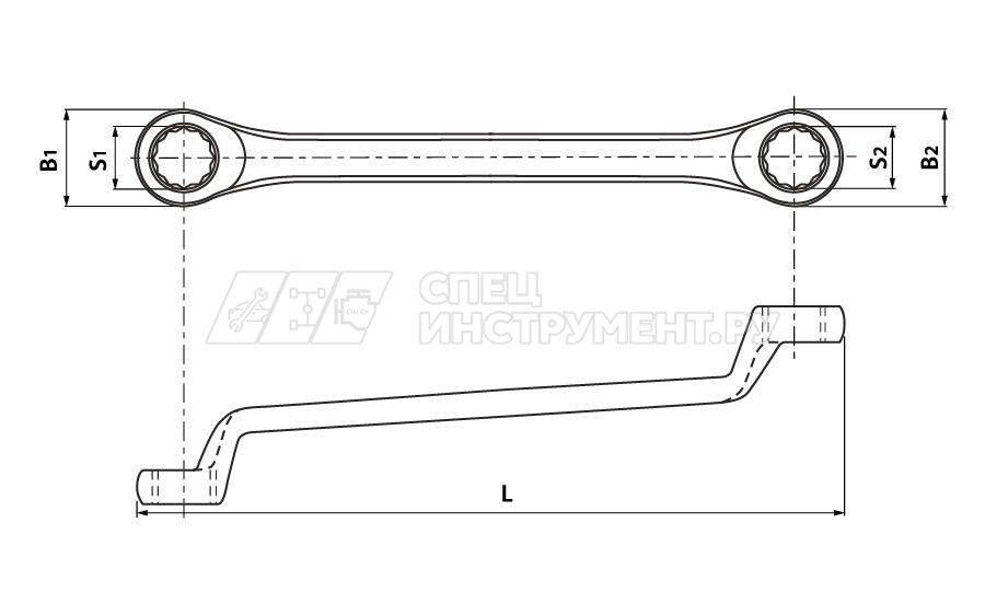Ключ гаечный накидной изогнутый серии ARC, 13х17 мм