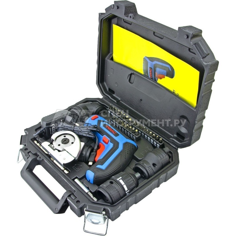 Шуруповерт аккумуляторный с набором бит и аксессуаров 36пр(4V,1.5Ah,4Nm),в кейсе