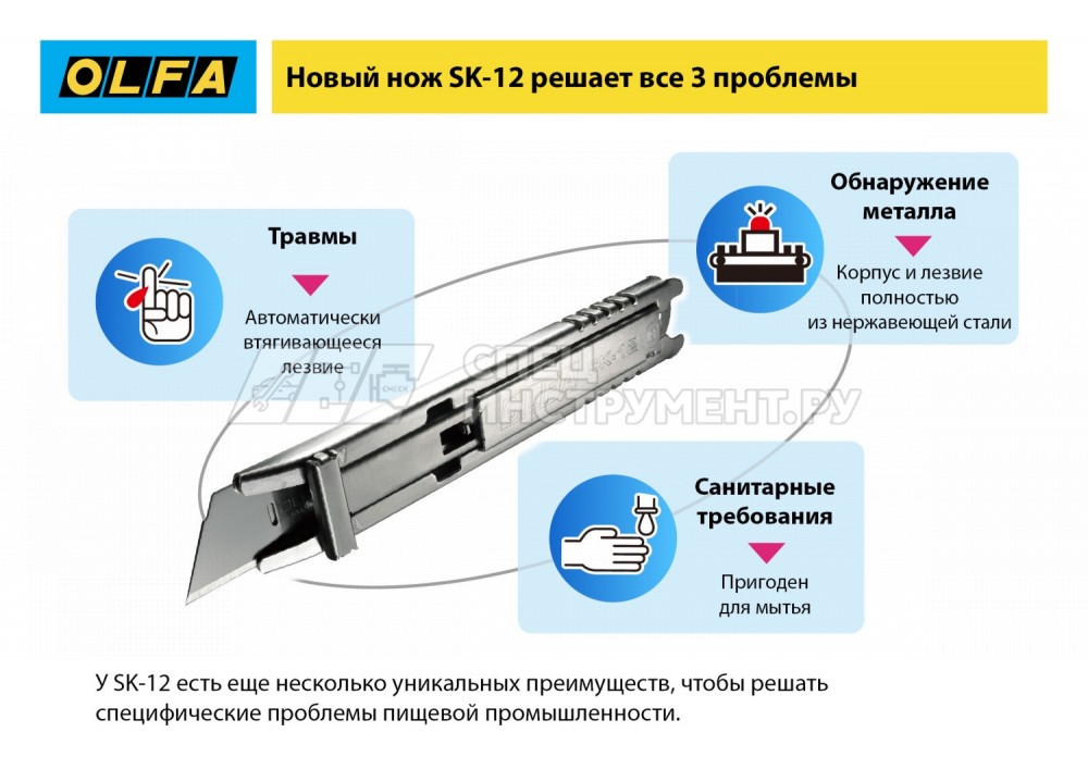 Нож OLFA, безопасный с трапециевидным лезвием