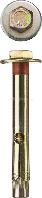 Болт анкерный ЗУБР с пластиковым кольцом, желтопассивированный, 16х110мм, ТФ6, 1шт