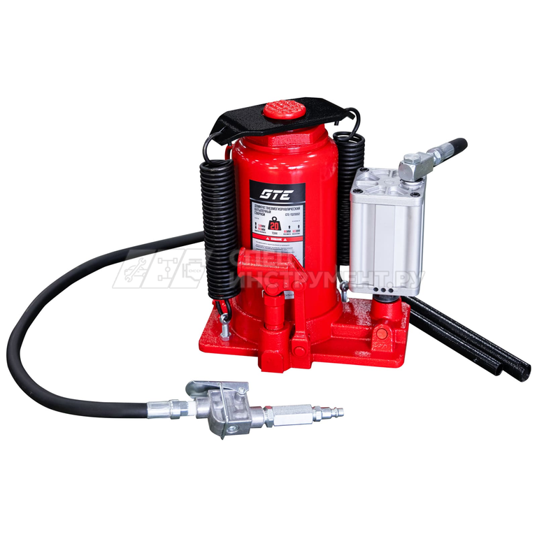 Домкрат пневмогидравлический бутылочный 20т (h min-265мм, h max-510мм, ход штока-165мм,  ход винта-80мм) GTE /1/6