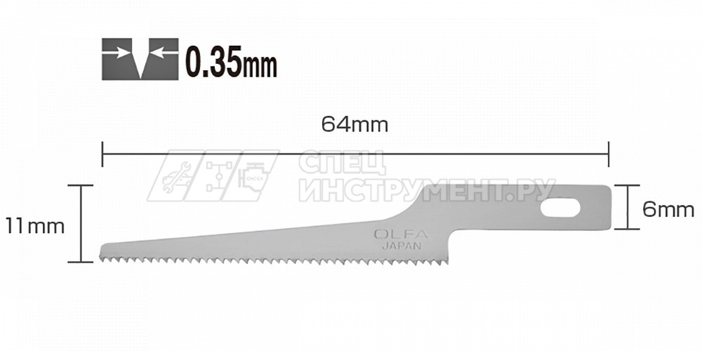 Лезвия OLFA пильные для ножа AK-4, 6х66,5(43,5)х0,35мм, 3шт