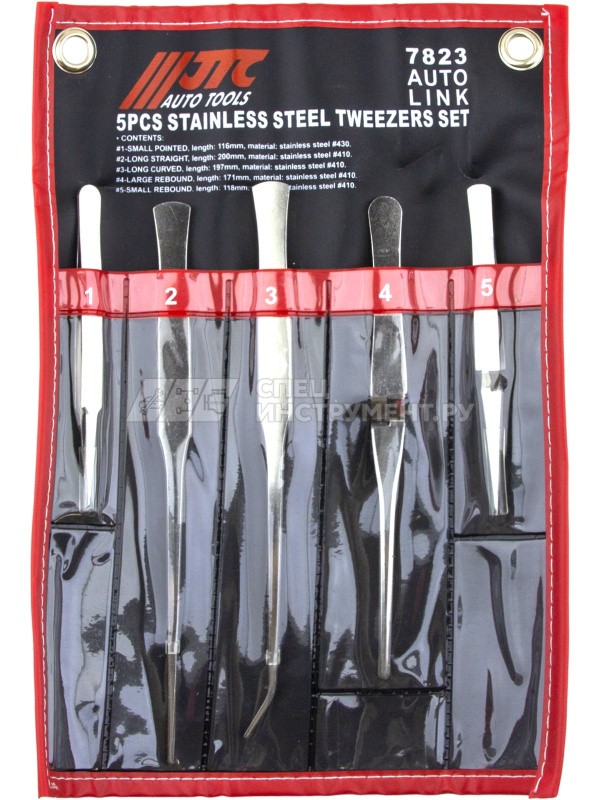Набор пинцетов из нержавеющей стали 5пр.