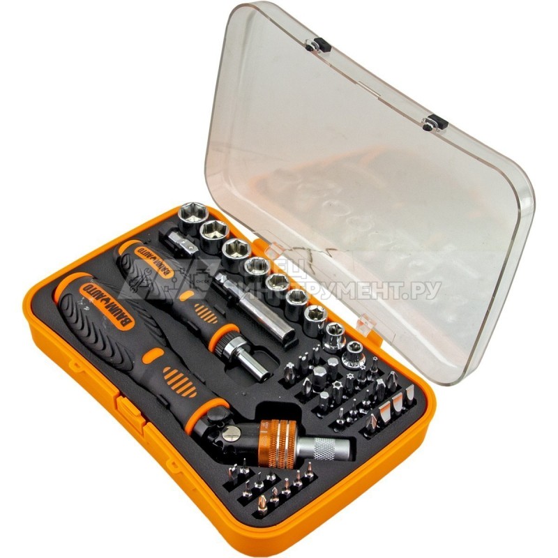 Набор отверток реверсивных многоцелевых с битодержателями и набором бит для точных работ, 43пр.(T,TH