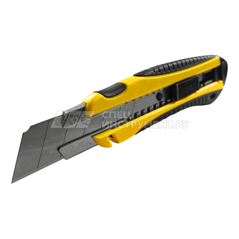 Нож строительный с двухкомпонентной обрезиненной рукояткой и сегментированным лезвием 25мм (3 лезвия в комплекте) BERGER BG1355