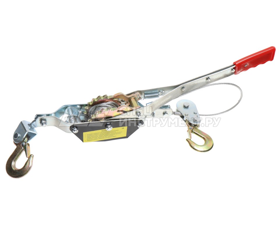 Лебедка ER-98242 рычажная тяговая 2т(двойное зубч. колесо, стальной трос, Ø -4.2мм, длина троса-2.2м) ЭВРИКА