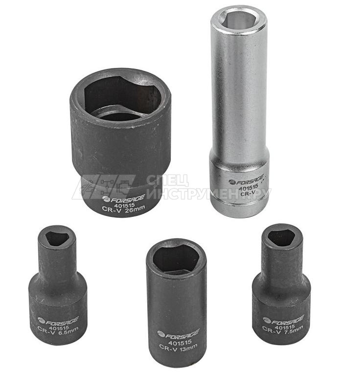 Набор головок для ремонта ТНВД (головка 3-х гранная: 3/8"-6.5, 7.5, 13мм, 1/2"-26мм; головка 2-х гранная 1/2"), в блистере