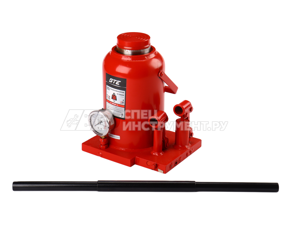 Домкрат гидравлический бутылочный двухплунжерный 50т (h min-280мм, h max-450мм, ход штока-170мм) GTE /1/1