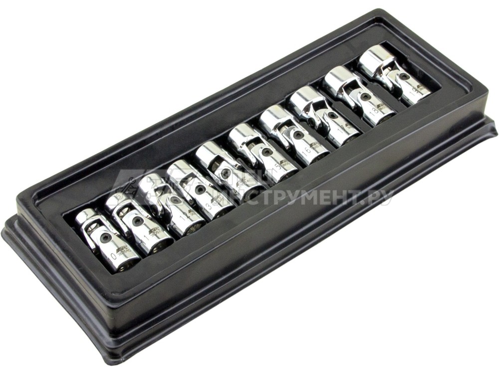 Набор головок торцевых с карданом 3/8" 6-гранных 10-19мм (в кейсе) 10пр.