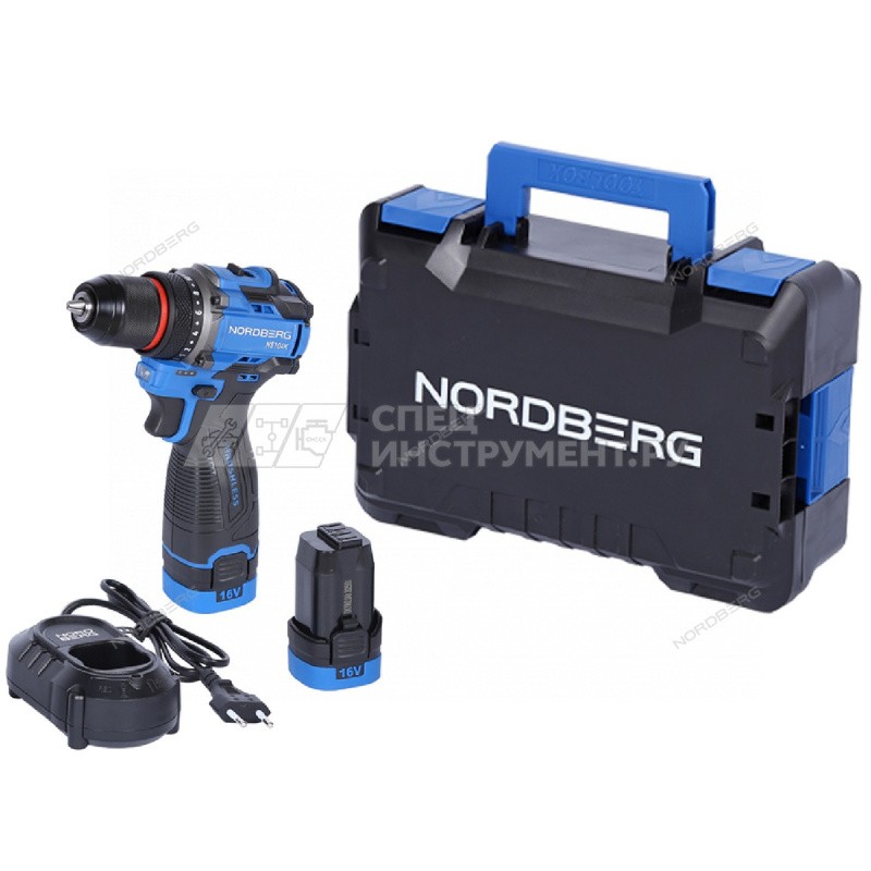 Шуруповерт аккумуляторный макс.диам. сверла 10 мм, 16 В, 60 Нм с 2 аккумуляторами и зарядным уст-вом